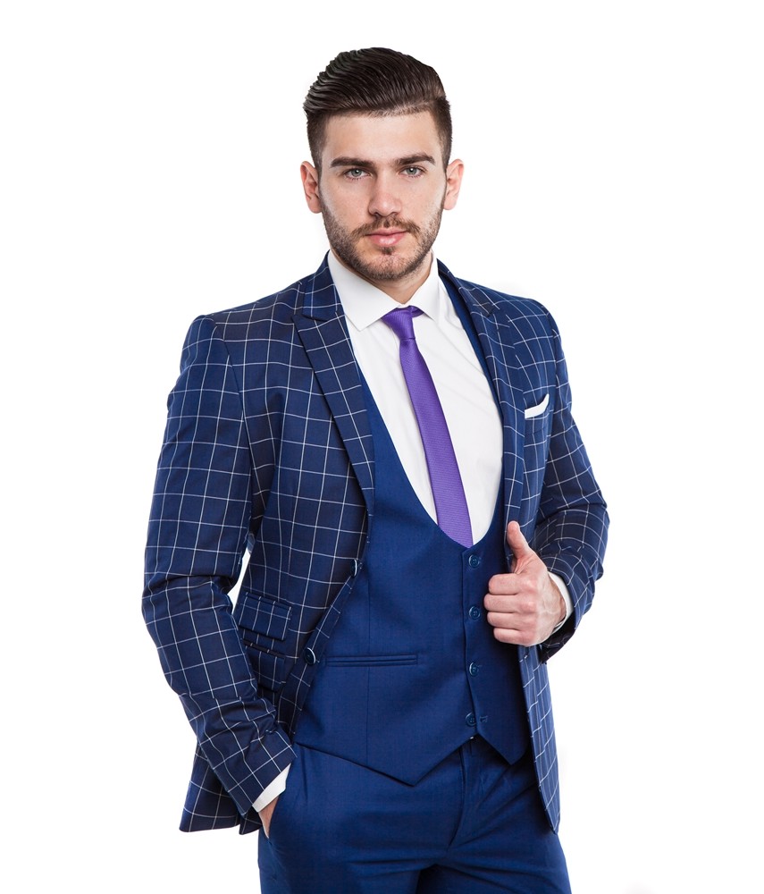 Costum Slim Fit AMADEO, Albastru Marin